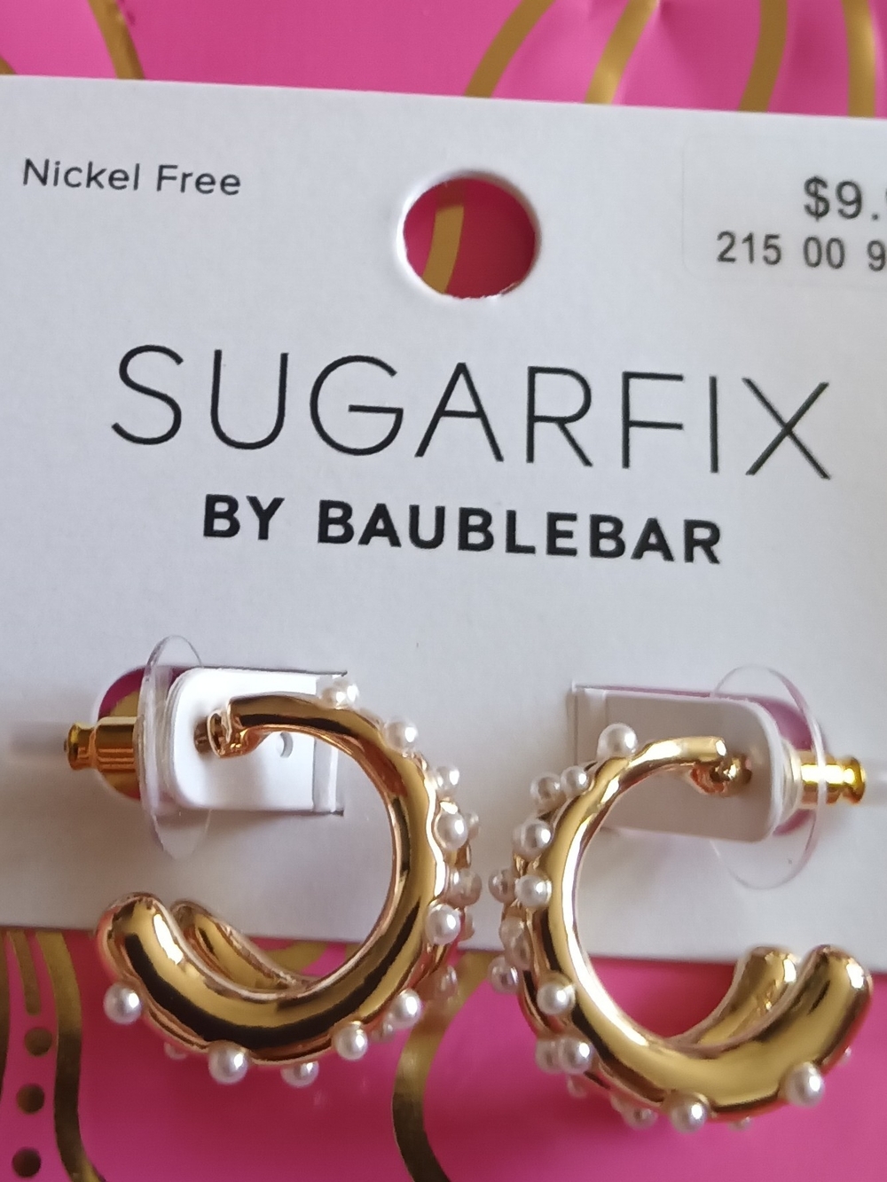 SUGARFIX BY BAUBLEBAR FAUX PEARL GOLD TONE HOOPS